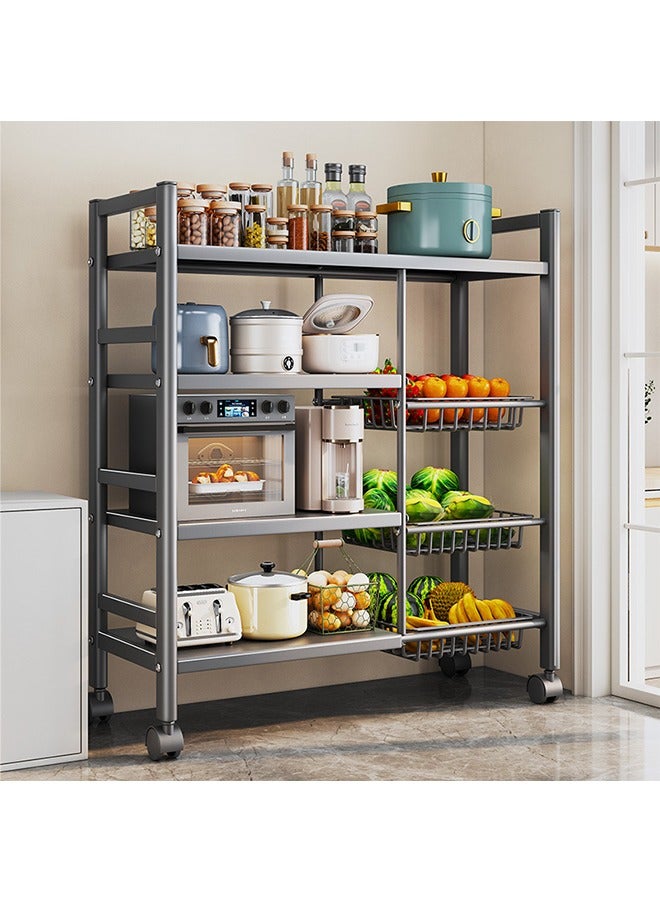 Storage racks, with sunken wire baskets, large-capacity shelf units, independent metal racks, carbon steel material, easy-to-assemble storage racks for kitchen storage, black - Image 1